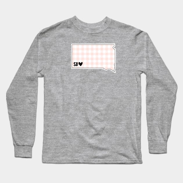 USA States: South Dakota (pink plaid) Long Sleeve T-Shirt by LetsOverThinkIt